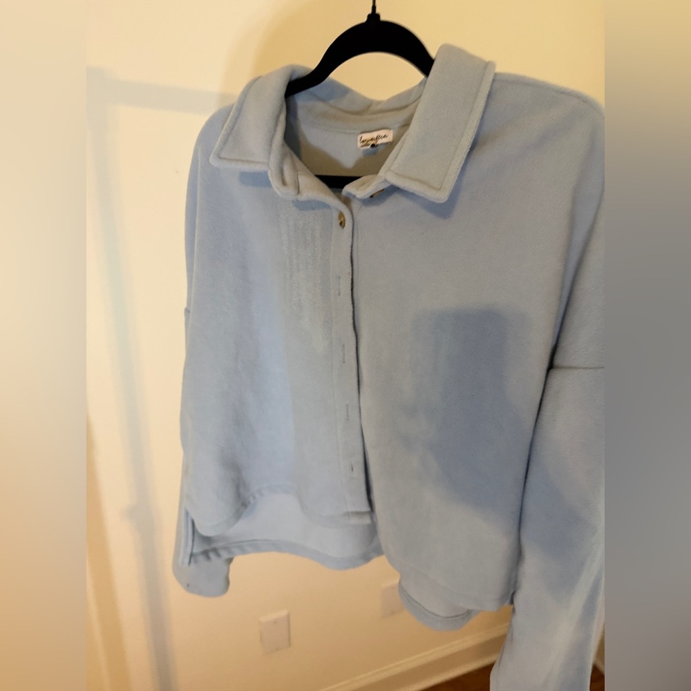love, Fire Soft Blue Teddy Jacket